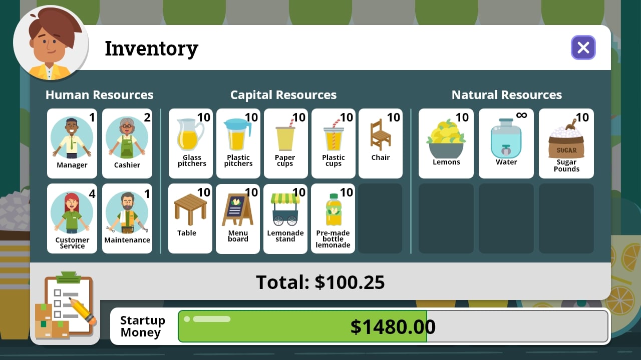 JA Lemonade Stand Game - Inventory JA Lemonade Stand Game - Inventory
